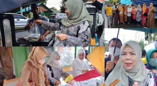 Idah Syahidah bersama pengurus TP PKK Bagikan takjil