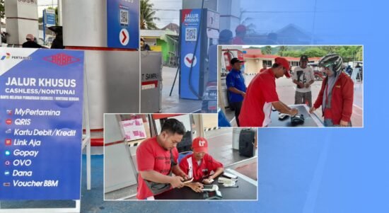 Aktivitas masyarakat di SPBU Raja Eyata Kota Gorontalo