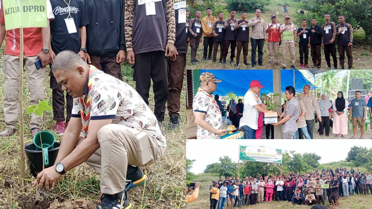 Ketua DPRD Nasir Giasi, Bupati Saipul Mbuinga, Wakil Bupati Suharsih Igirisa dan Peserta KBPP Tanam 2.000 Pohon Kemiri