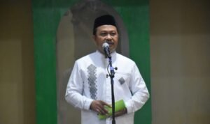 Sekda Boalemo, Sherman Moridu saat memberikan sambutan pada peringatan tahun baru isalam