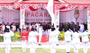 Bupati Pohuwato Saipul Mbuinga Jadi Inspektur Upacara di HUT Republik Indonesia ke -77 Tahun, tingkat Kabupaten Pohuwato