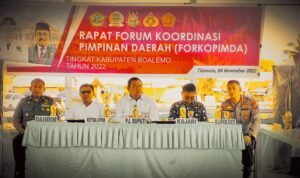 Penjabup Boalemo bersama unsur Forkopimda saat melakukan rakor pilkades dan pemilu 2024
