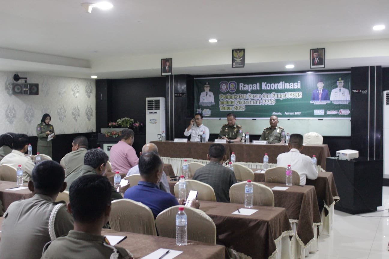 Satuan Polisi Pamong Praja Provinsi Gorontalo saat melaksanakan rapat koordinasi PPNS