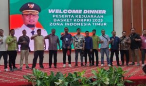 Kapten Tim Basket Korpri Provinsi Gorontalo, Masran Rauf saat menghadiri gala dinner