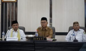 Bupati Gorontalo Utara Thariq Modanggu saat menerima kunjungan kerja pimpinan BAZNAS RI