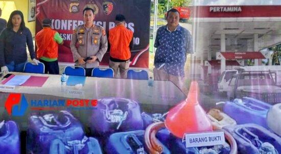 Konferensi pers Polres Boalemo terkait penimbunan BBM bersubsidi jenis solar