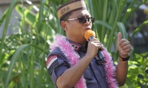 Bupati Gorontalo Utara Thariq Modanggu saat menghadiri louncing Kampung Moderasi Beragama di Desa Dumolodo