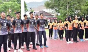 Atlet bola voli yang akan bertanding pada Pra Pekan Olahraga Nasional (PON) di Parigi Moutong, Sulawesi Tengah.