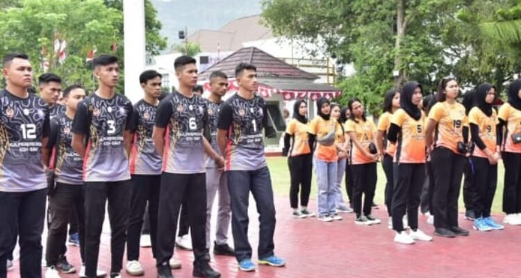 Atlet bola voli yang akan bertanding pada Pra Pekan Olahraga Nasional (PON) di Parigi Moutong, Sulawesi Tengah.