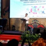 Penjagub Ismail Pakaya memberikan arahan pada peluncuran RAD SDGs Provinsi Gorontalo tahun 2023-2026 di Hotel Aston, Rabu (20/9/2023). (Foto : Haris)