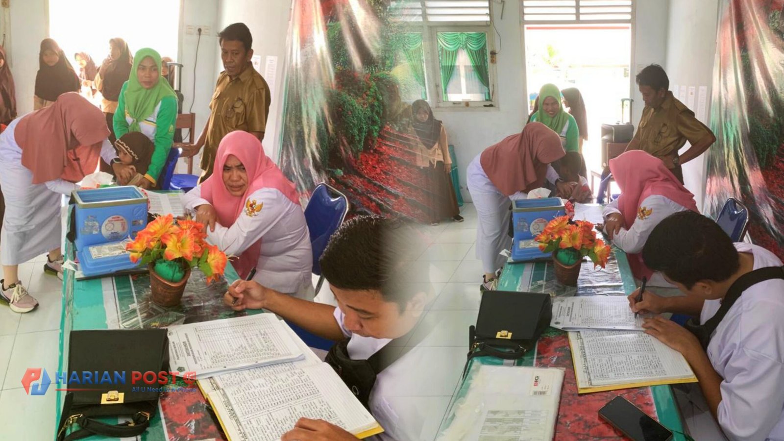 Imunisasi Siswa di SDN 7 Paguyaman oleh nakes Puskesmas Berlian