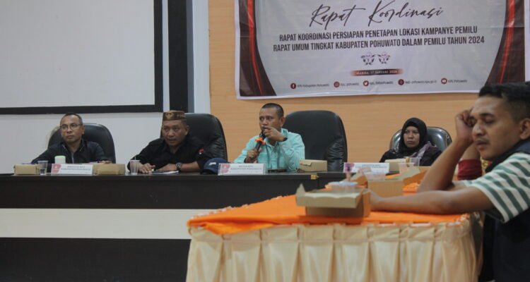 KPU Pohuwato menggelar rapat koordinasi persiapan lokasi kampanye rapat umum peserta pemilu 2024, Rabu, 17 Januari 2024