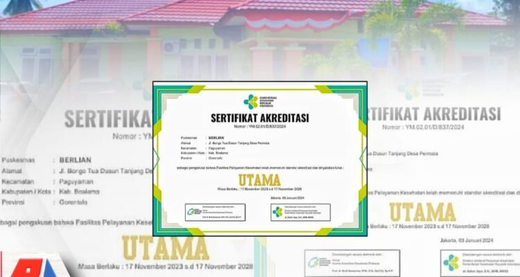 Puskesmas Berlian Dinyatakan Lulus Kategori Akreditasi Utama Dari Kemenkes Republik Indonesia