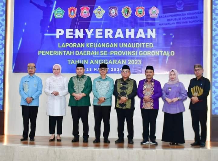 Penjabat Bupati Sherman menghadiri penyerahan Laporan Keuangan Pemerintah Daerah ( LKPD ) Un-audited Pemerintah Daerah se - Provinsi Gorontalo