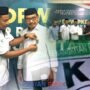 Gabung PKB, Sekretaris PKB Provinsi Gorontalo Abdullah K Diko pasangkan pin PKB kepada bacabup Pohuwato Yusri M Helingo