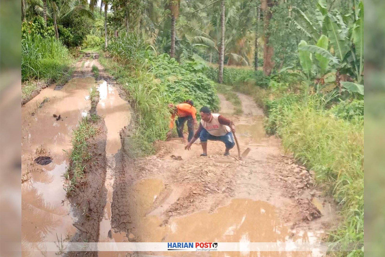 Kondisi Jalan Sandalan - Randangan (Sham / Harianpost.id)