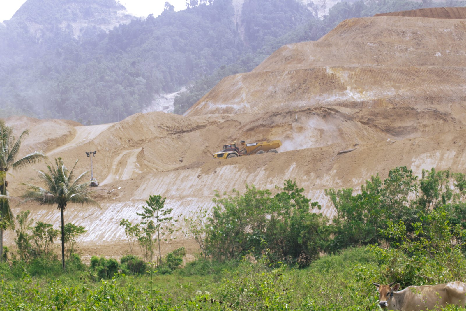 Potret aktivitas proyek emas Pani Gold Project Dilihat Dari Belakang Sekolah SDN 04 Buntulia, Desa Hulawa (Harianpost.id)