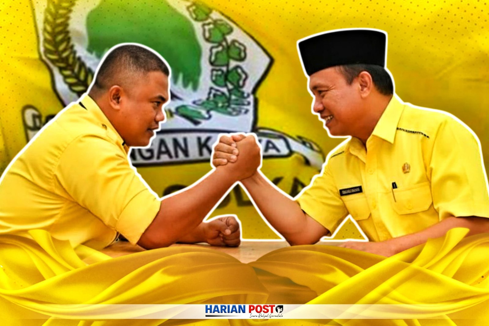 Adu kuat Nasir Giasi - Beni Nento di Musda DPD II Golkar Pohuwato ( Ilustrasi : Sham/harianpost.i