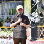 Bupati Pohuwato Saipul Mbuinga Saat Memberikan Sambutan Pada Family Gathering BJA Group, Sabtu, 22 November 2025 di Popayato ( Foto : Iwan Karim)