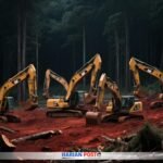 Ilustrasi Aktivitas Pertambangan Emas Dengan Menggunakan Excavator