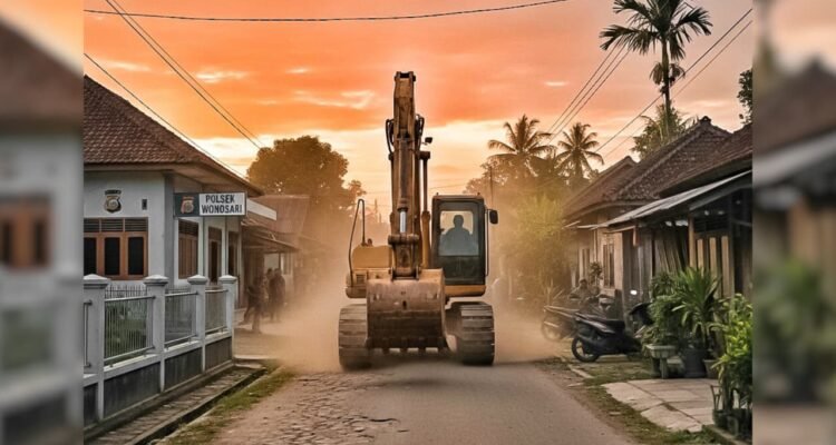 Lalu Lintas alat berat menuju lokasi PETI itu melalui Desa Sari Tani, Kecamatan Wonosari.