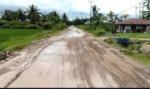 Jalan Tolangohula Rusak dan Berlumpur