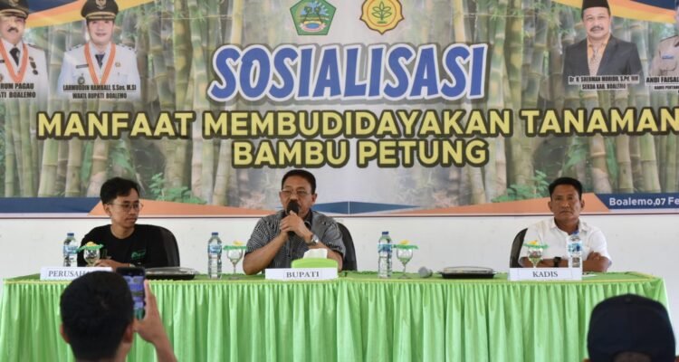 Bupati Boalemo Rum Pagau saat menghadiri sosialisasi manfaat membudidayakan tanaman bambu petung