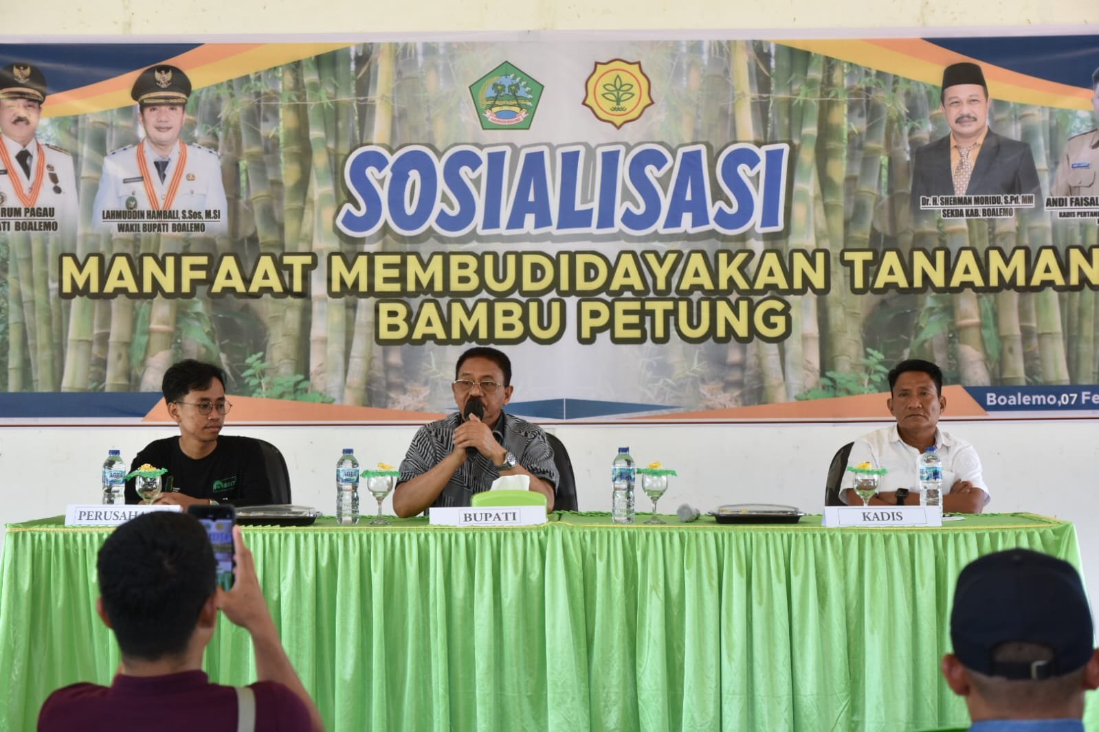 Bupati Boalemo Rum Pagau saat menghadiri sosialisasi manfaat membudidayakan tanaman bambu petung
