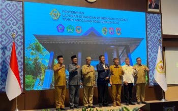 Bupati Bone Bolango, Ismet Mile, serahkan Laporan Keuangan Pemerintah Daerah (LKPD) Unaudited Tahun Anggaran 2025 kepada Badan Pemeriksa Keuangan (BPK) RI Perwakilan Provinsi Gorontalo, Selasa, 31 Maret 2026.
