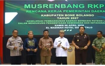 Bupati Bone Bolango, Ismet Mile bersama Wakil Bupati Bone Bolango, Risman Tolinguhu hadiri pembukaan Musrenbang RKPD Kabupaten Bone Bolango 2027. (Foto Istimewa)