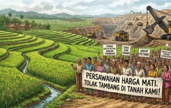 Masyarakat Menolak Kegiatan Pertambangan (Ilustrasi Dibuat Dengan Menggunakan AI)