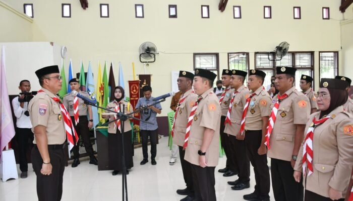 Wabup Lahmuddin Kukuhkan Pengurus Saka Adhyasta Pramuka Pemilu Cabang Boalemo
