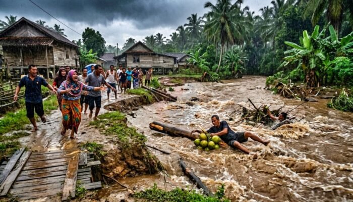 Cari Kelapa Berujung Maut, Ayah Masih Hilang, Anak Ditemukan Tewas Terseret Arus Sungai