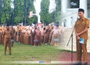 Sekretaris Daerah Kabupaten Boalemo, prof. Nurdin, Pimpinan Apel Awal Bulan di Lingkungan Pemkab Boalemo. (Foto: Istimewa)