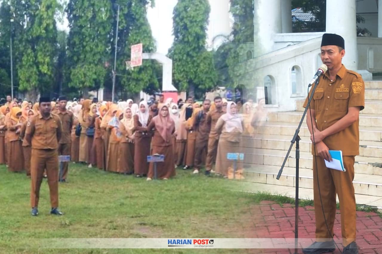 Sekretaris Daerah Kabupaten Boalemo, prof. Nurdin, Pimpinan Apel Awal Bulan di Lingkungan Pemkab Boalemo. (Foto: Istimewa)
