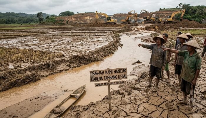 Gara-Gara Tambang Ilegal di Tangga Barito, Puluhan Hektare Sawah Cetak Pemda Boalemo Kini Jadi Korban