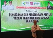 Bupati Bone Bolango, Ismet Mile membuka egenda Koordinasi Advokasi dan Sosialisasi Pencegahan serta Pengendalian Penyakit Tingkat Kabupaten Bone Bolango. (Foto Istimewa)