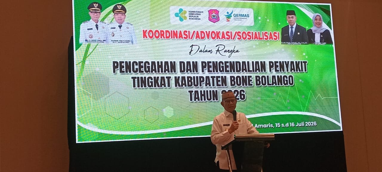 Bupati Bone Bolango, Ismet Mile membuka egenda Koordinasi Advokasi dan Sosialisasi Pencegahan serta Pengendalian Penyakit Tingkat Kabupaten Bone Bolango. (Foto Istimewa)