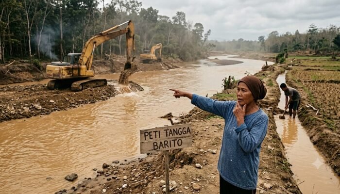 Imbas PETI Tangga Barito: Aliran Sungai Paguyaman Keruh, Irigasi Sawah Warga Terganggu