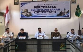 Rapat Koordinasi Percepatan Sertifikasi Tanah Rumah Ibadah Kabupaten Bone Bolango yang digelar di Aula Kejaksaan Negeri Bone Bolango, Selasa, 4 Agustus (Sumber : Kominfo Bone Bolango)