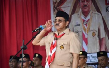 Pimpin Apel Pramuka ke-65, Bupati Rum Pagau Tekankan Karakter Bangsa. (Sumber Foto Prokopim Boalemo)