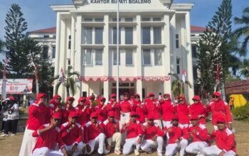 Dinas Kominfo Boalemo Meriahkan Lomba Gerak Jalan HUT ke-81 RI.(Foto Istimewa)