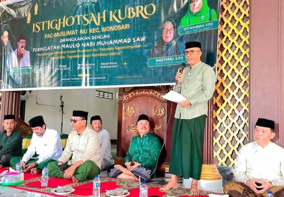 Wabup Lahmuddin Hadiri Istigotsah dan Maulid NU Wonosari, Tekankan Peran Strategis Perempuan.(Sumber Foto: Prokopim Boalemo)