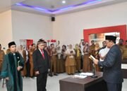 Lantik Direktur Baru, Bupati Rum Pagau Genjot Kualitas Pelayanan RSUD Clara Gobel.(Foto: Arif)
